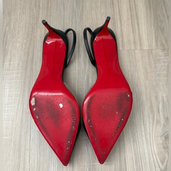Christian Louboutin Posticha 80 Leather and PVC Slingback Pumps - Picture 7 of 8